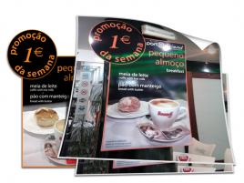 Design e produção de menu promocional em PVC + Vinil Impresso.